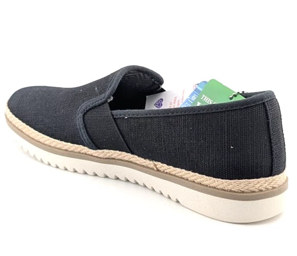 SKECHERS WOMEN'S Size 7 FLEXPADRILLE LO BALLET FLAT BLACK Espadrille 114020