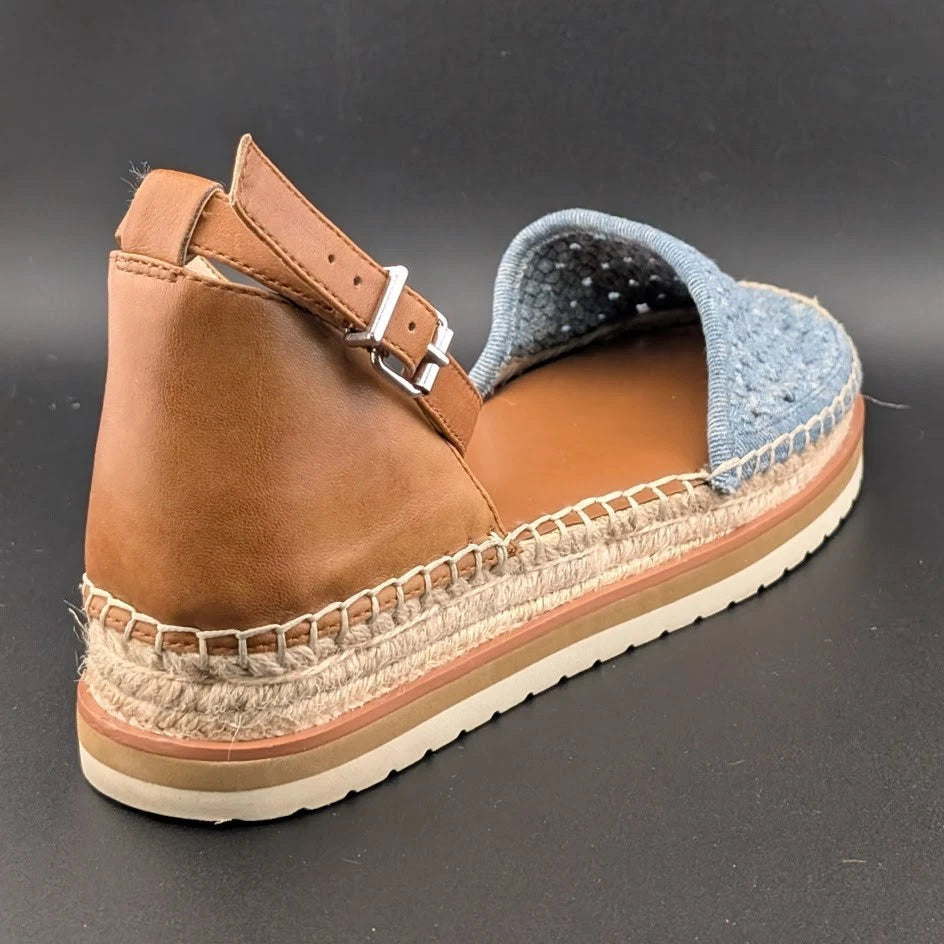Vince Camuto Size 9.5 Women's Blue Espadrille Sandals w/ Ankle Strap Closed Toe SoleComfort.shoes