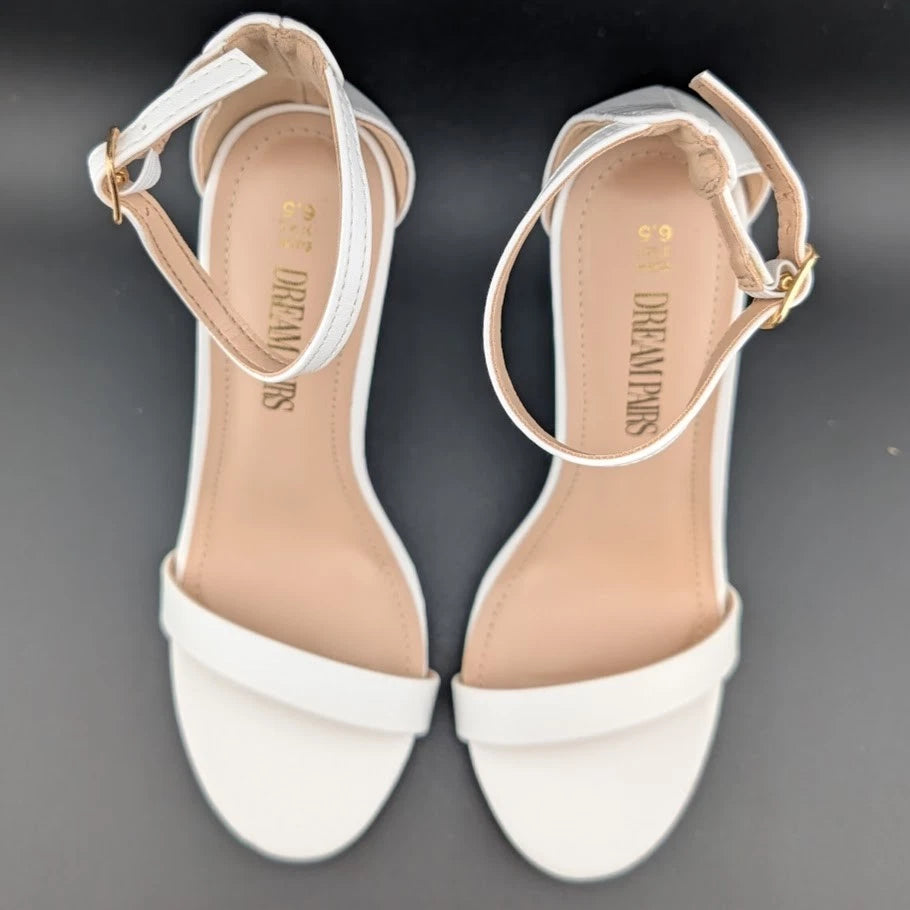 Womens Sz 6.5 High Heels Flower Ankle Strap Stiletto Round Open Toe Sexy Sandals SoleComfort.shoes