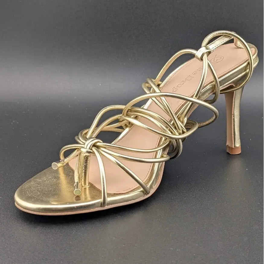 The Drop Women's Size 6.5 Gold Archie Lace-Up Gladiator Strappy Heeled Sandal The Drop