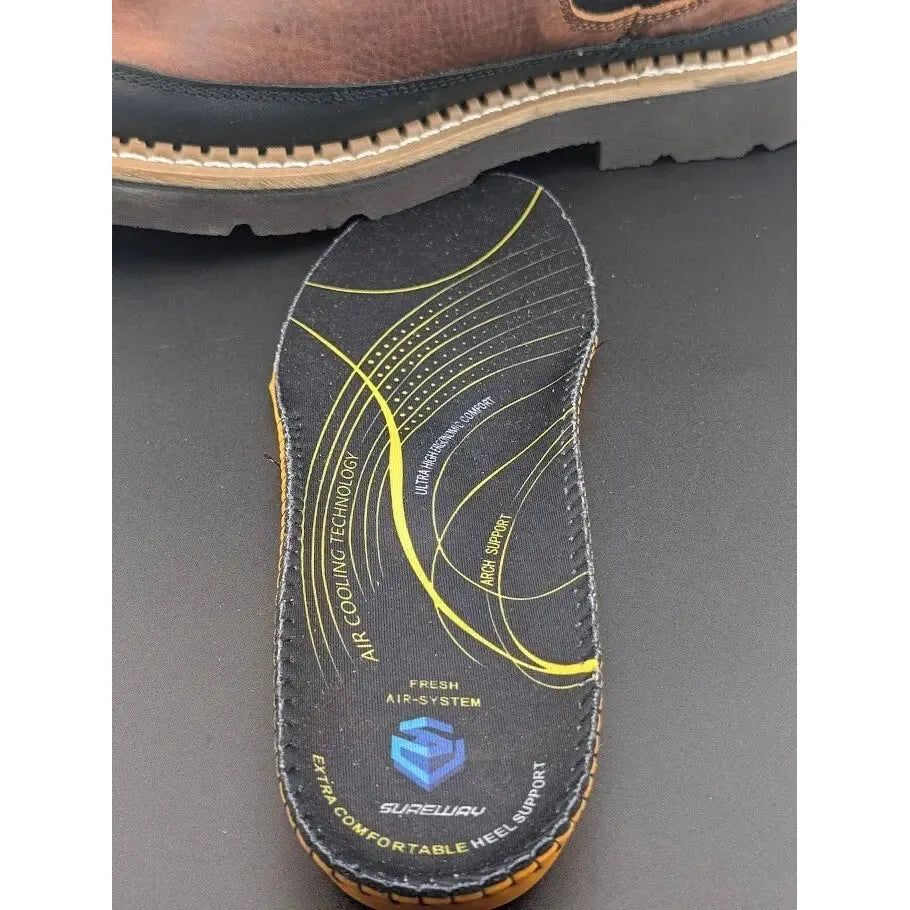SUREWAY Men Size 10 Slip-On Work Boots SW501 Dk Brown Full Grain Tumbled Leather SUREWAY Men Work Boots Sureway