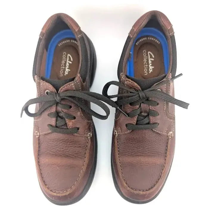 Clarks Cotrell Edge Men's Size 9W Ortholite Cushion Leather Oxford Lace Up Shoes - SoleComfort.shoes