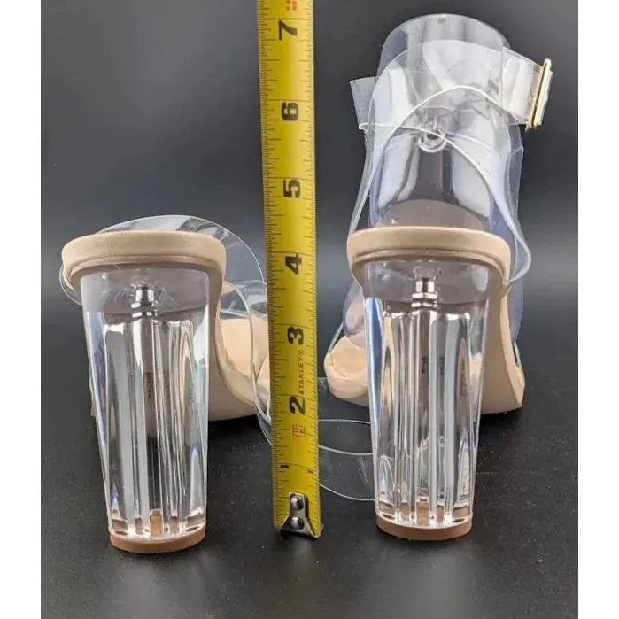 Women's Acrylic 4" Heel Clear Strap Sandal Size US 9 Nude Fashion Dress Shoe ShoeDazzle