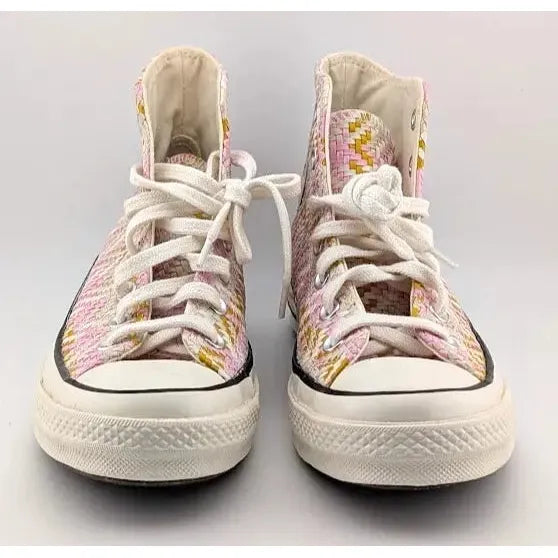 Converse Chuck Taylor All-Star Lift Platform | Women's Size 8, Men's 6 | Pink White Yellow Weave Converse