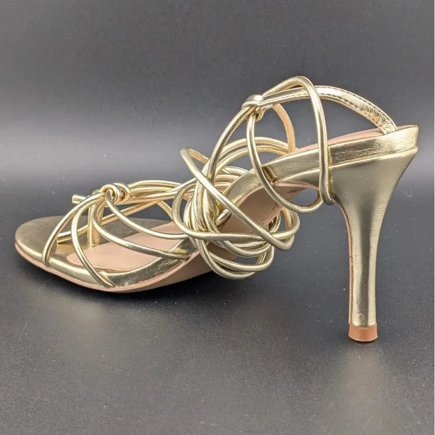 The Drop Women's Size 6.5 Gold Archie Lace-Up Gladiator Strappy Heeled Sandal The Drop
