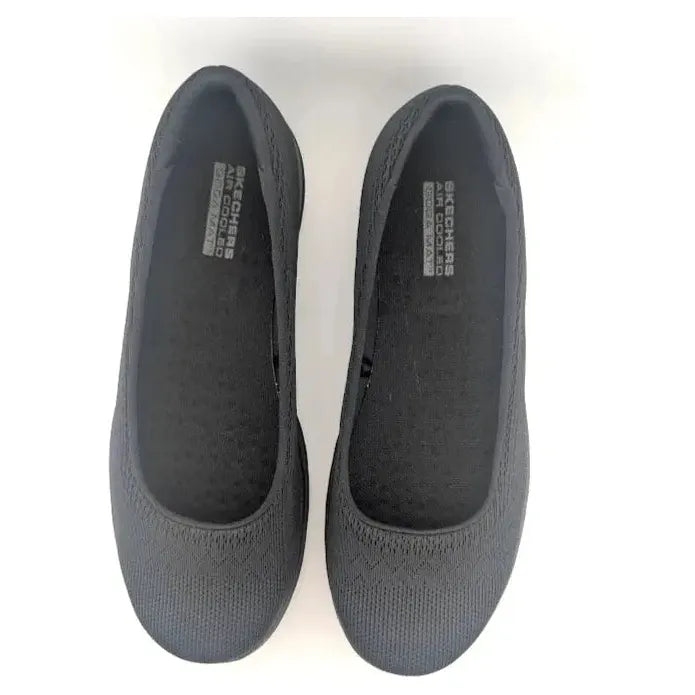 Women's Skechers Size 10 Go Walk Lite-Gem Black Woven Knit Ballet Flats Shoes - SoleComfort.shoes