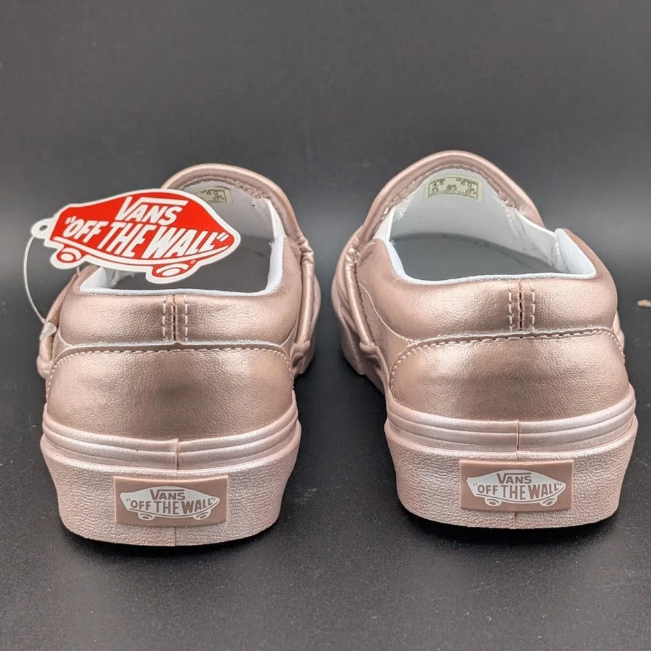 Women's Sz 6 Vans Classic Slip-on Metallic Sidewall Rose Gold VN0A38F7QTU VANS