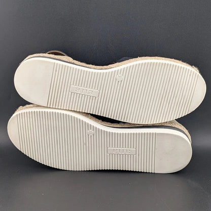 a.n.a Womens Size 9.5M Clara Wedge Sandal Espadrilles w/ Rubber Soles - Black SoleComfort.shoes