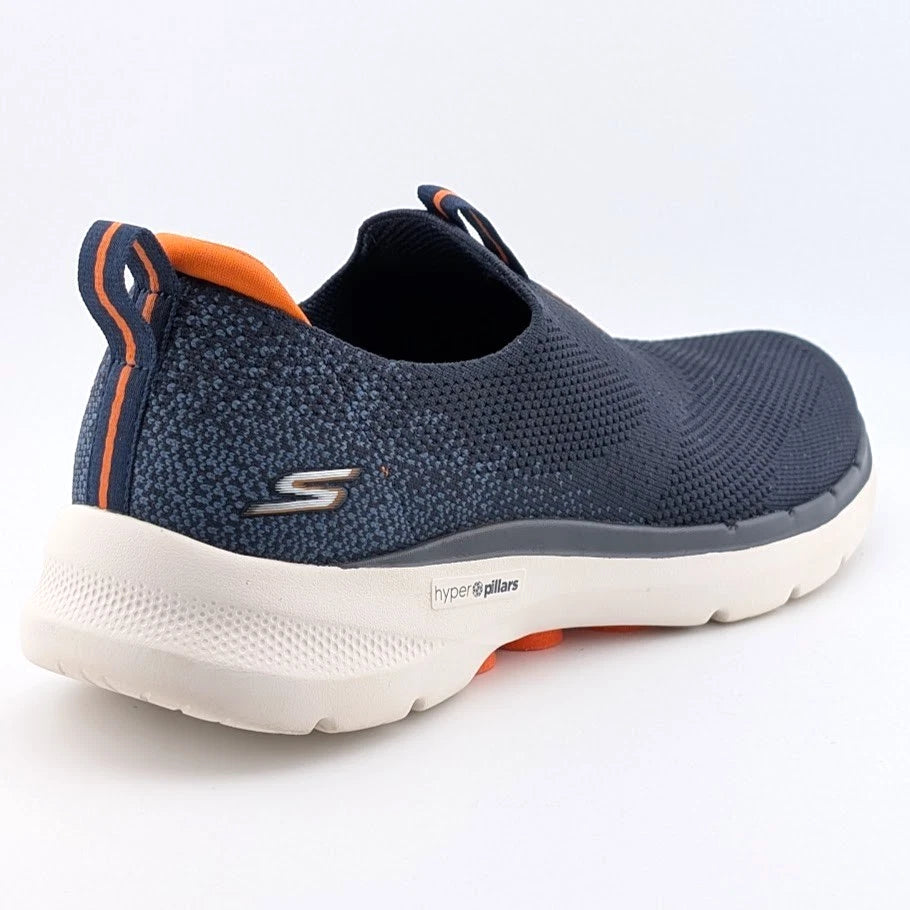 Skechers Men's Size 7 Go Walk 6 Navy-Orange Comfort Slip-On Shoe Sneaker 216202N SoleComfort.shoes