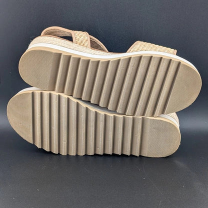 Pre-owned Women's Size 10 Dream Pairs 1-Strap Espadrille Ankle Strap Platform Sandal Wheat SoleComfort.shoes