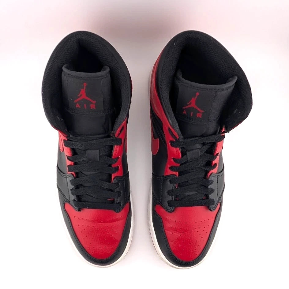 Nike Air Jordan 1 Mid Banned (2020) Blk Red Wht 554724-074 Men's Size 10.5 S SoleComfort.shoes
