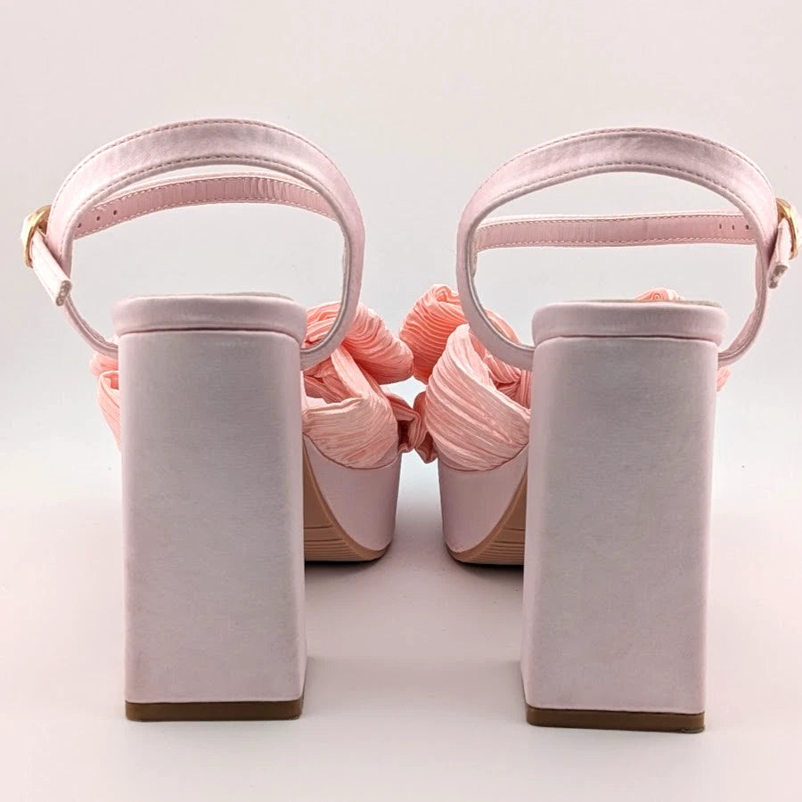 Womens Sz 37 (US 6-6.5) Bow-Knot Platform Mid-Chunky Heel Open Toe Dress Ankle Strap Sandal SoleComfort.shoes