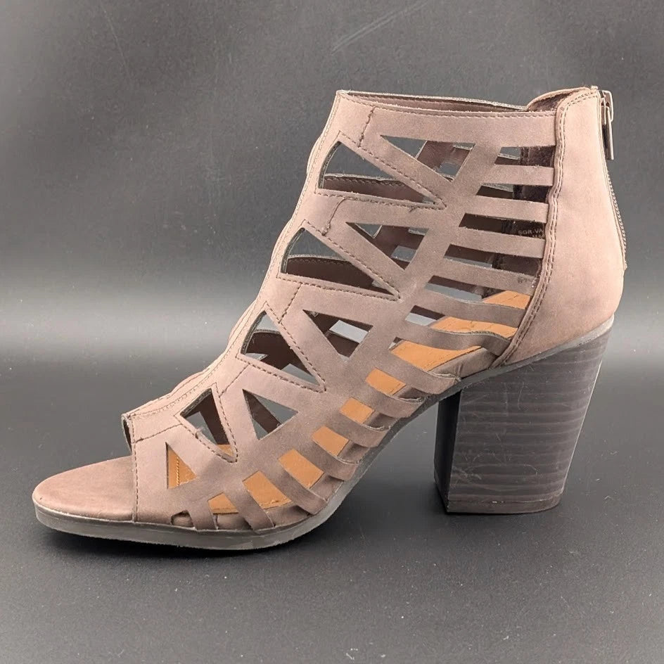 Sugar Size 8 Women's Western Bootie Sandal w/ 3.25" Chunky Heel Open Toe Strappy SoleComfort.shoes
