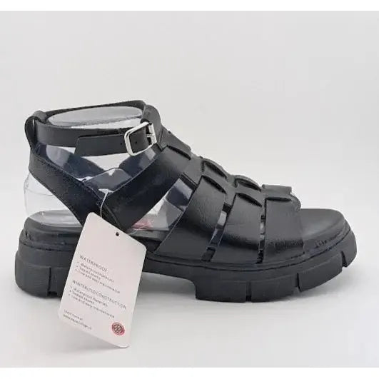 Women's Size 8 Aqua College Waterproof Fisherman Sandal Black PU Leather Aqua College