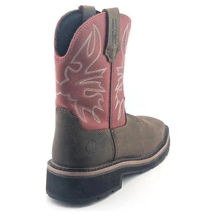 Hytest Women's US Size 6.5 Safety Steel Toe Brown/Red Cowgirl Work Boots K17122 Hytest Women's Work Boots Hytest
