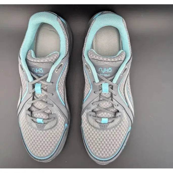Women's Ryka Size 9W Womens Sky Walk Sneaker Shoe Grey/Aqua I46466M1020 - SoleComfort.shoes