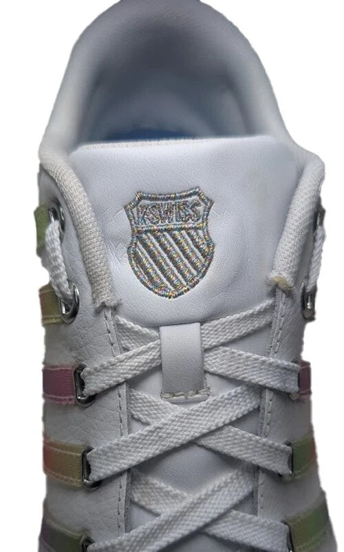 Pre-Owned K-Swiss Women's Court Pro II CMF White Rainbow Athletic Sneakers Womens Size 9.5
