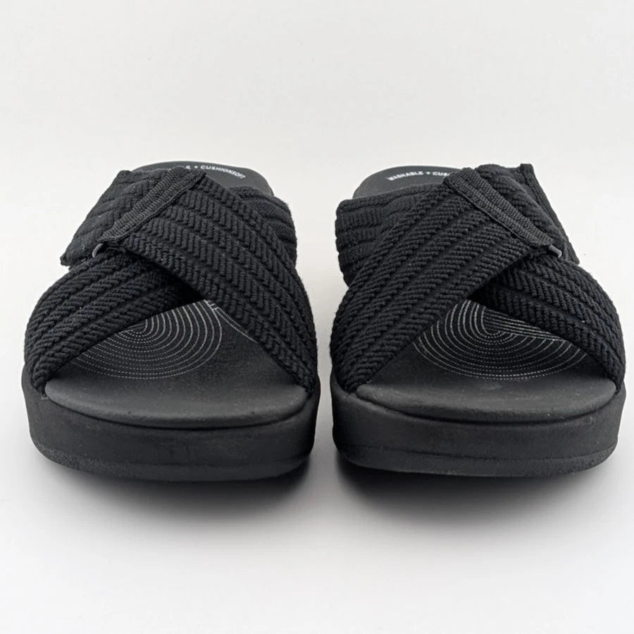 Reconditioned- Women's Clarks, Arla Wave Adjustable Sandal 76960 Black Size 6M Cloudstepper Clarks