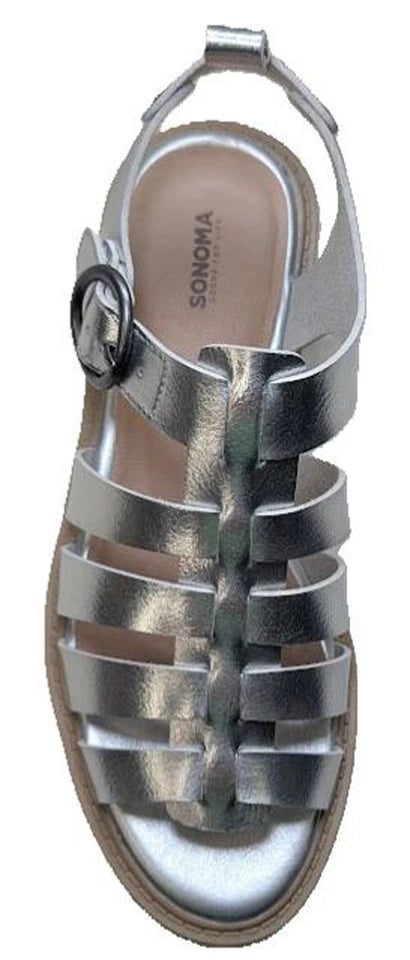 Sonoma Women's Naava Fisherman Sandals Silver w/ Buckle Boho New Shoe Sizes 5-9