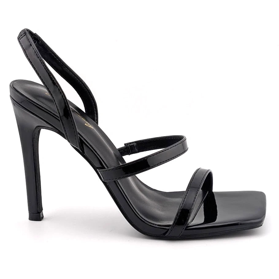 Women Sz 7 High Stiletto Heels Square Open Toe Sandal Ankle Strap Sexy Elis Tang SoleComfort.shoes