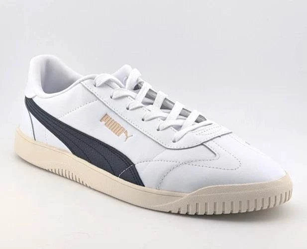 Size 12 Puma Club 5v5 Low White/Black/Gold Leather Shoes - Trainers Sneakers New