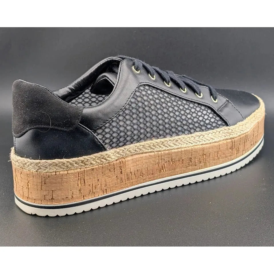 JLO Jennifer Lopez Shoes Womens Laurn Espadrille Sneaker Black Faux Leather SoleComfort.shoes
