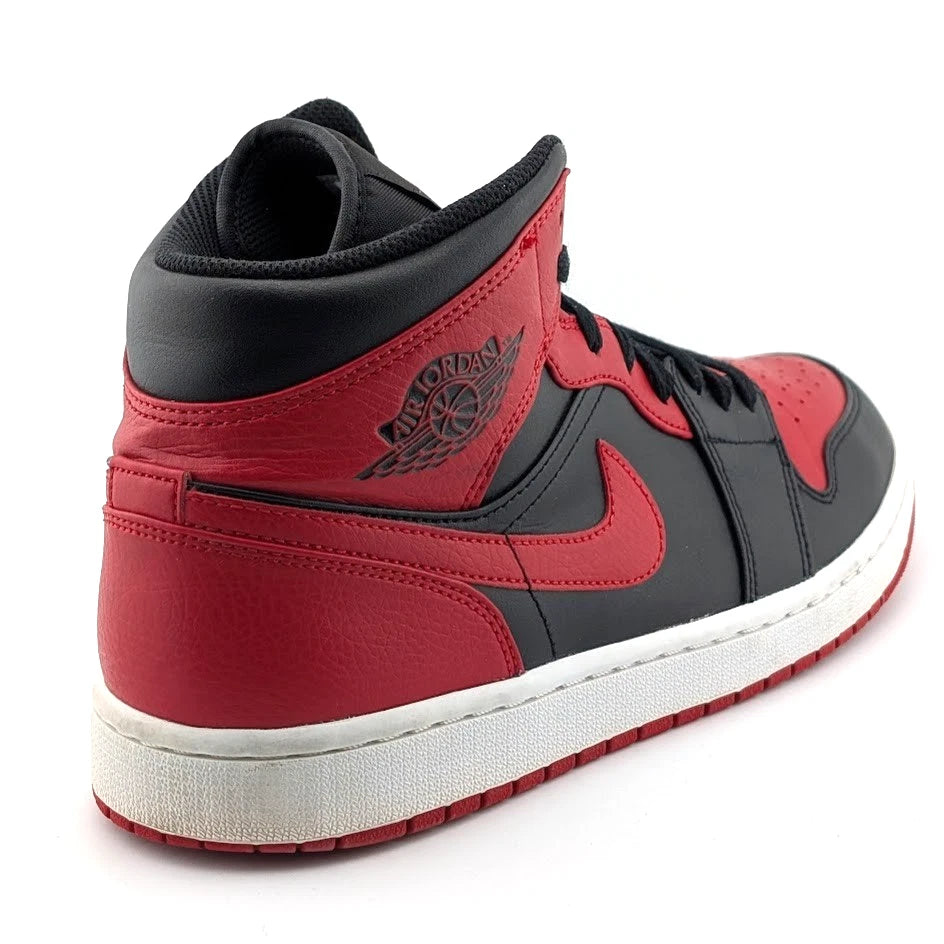 Nike Air Jordan 1 Mid Banned (2020) Blk Red Wht 554724-074 Men's Size 10.5 S SoleComfort.shoes