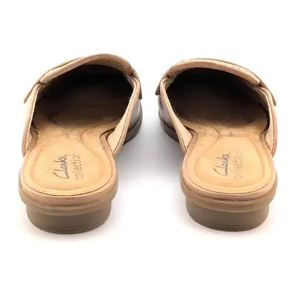 Clarks Collection Size 6 Wide Perforated Leather Mules Lyrical Rose Warm Beige Clarks