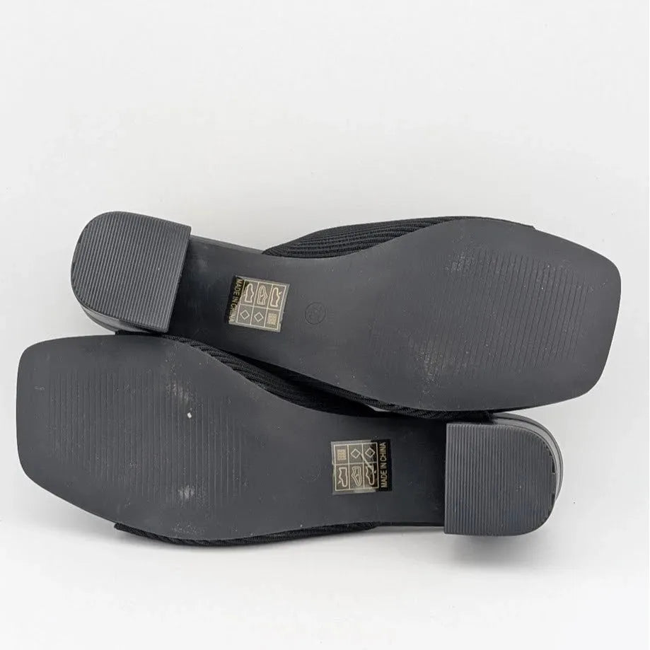 Women's Square Toe Chunky Block Heel Sandals - Open Toe Low Heel Mules Slides Shoe n Tale