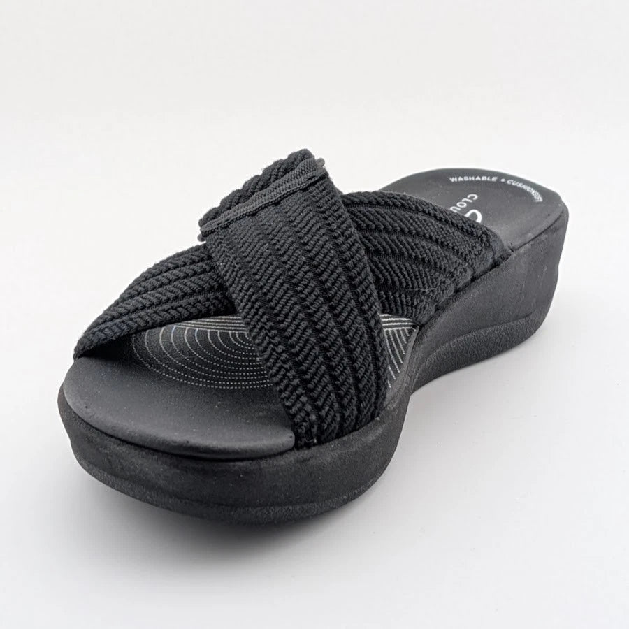 Reconditioned- Women's Clarks, Arla Wave Adjustable Sandal 76960 Black Size 6M Cloudstepper Clarks