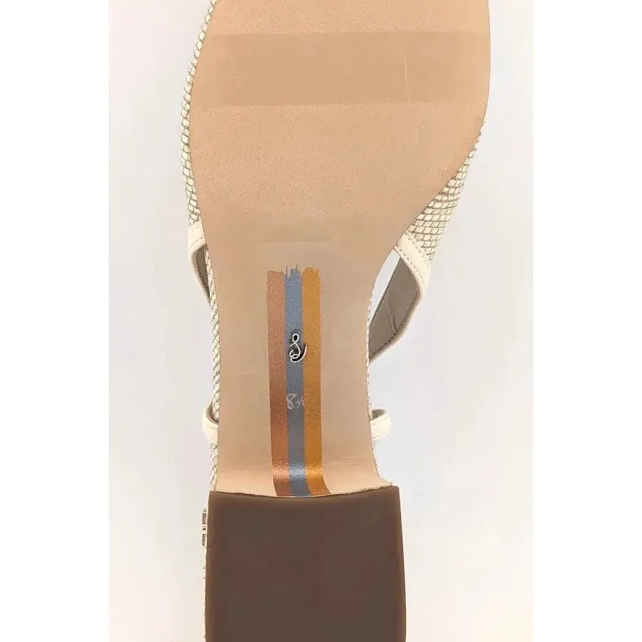 Sam Edelman Size 8.5 M Beige Natural Weave Tracie Block Heel Slingback Pump Shoe Sam Edelman