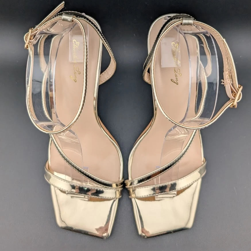 Women Sz 8 High Stiletto Heels Square Open Toe Sandal Ankle Strap Sexy Elisabet Tang SoleComfort.shoes