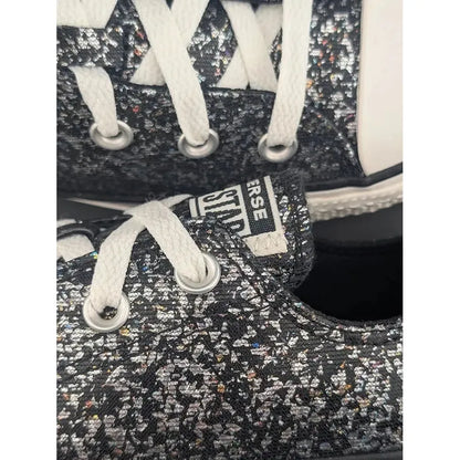 Converse CTAS OX Black Egret Glitter Sneakers Womens Size 6 Shoes A11138C - SoleComfort.shoes