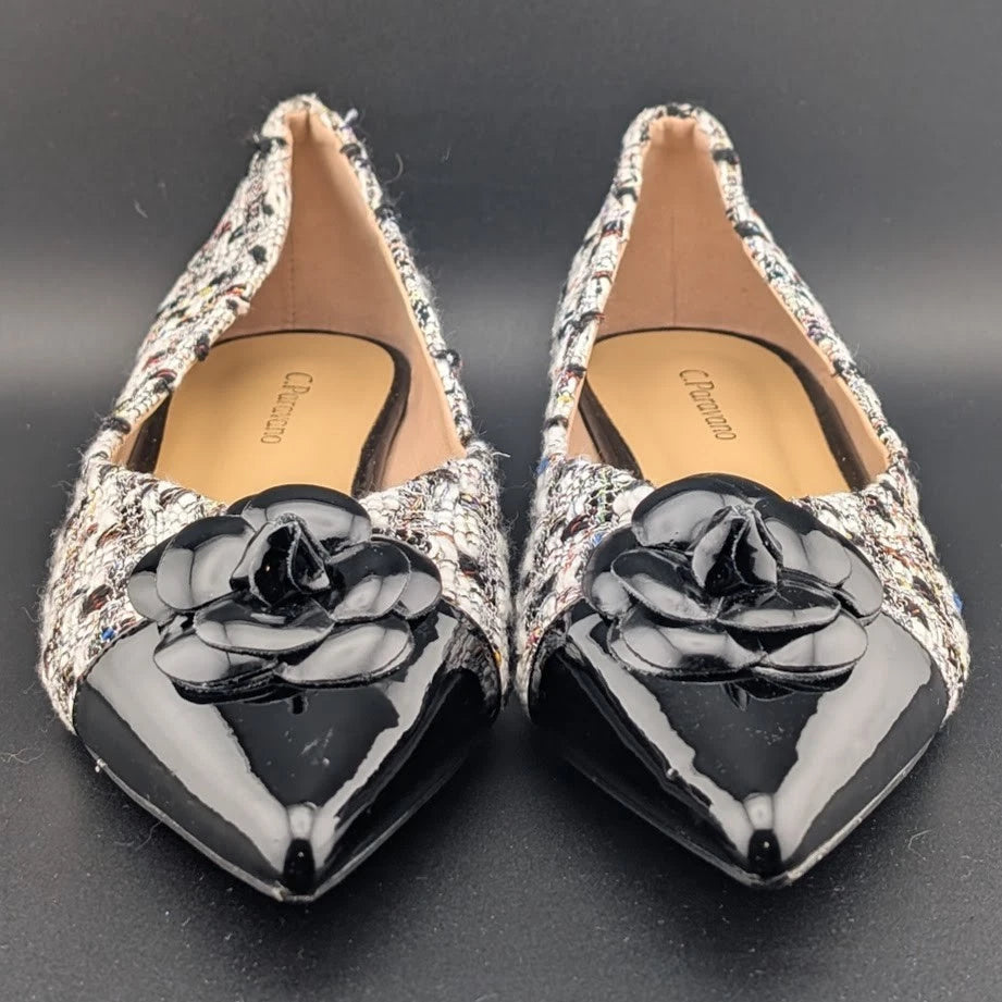 C. Paravano Camellia Purple Tweed Flats Women’s 8.0 EU 39 Pointed Toe Ballet SoleComfort.shoes