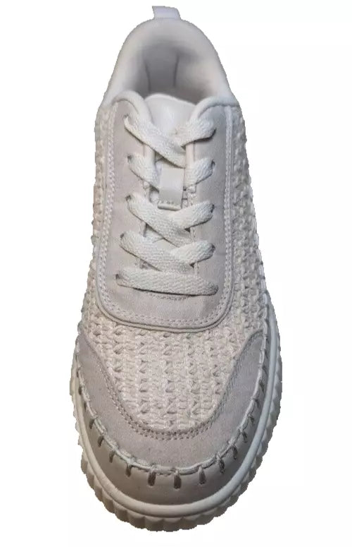 Pre-Owned DREAMPAIRS Size 8.5W Platform Sneakers Woman's Lace Up Creme Cushioned Shoes
