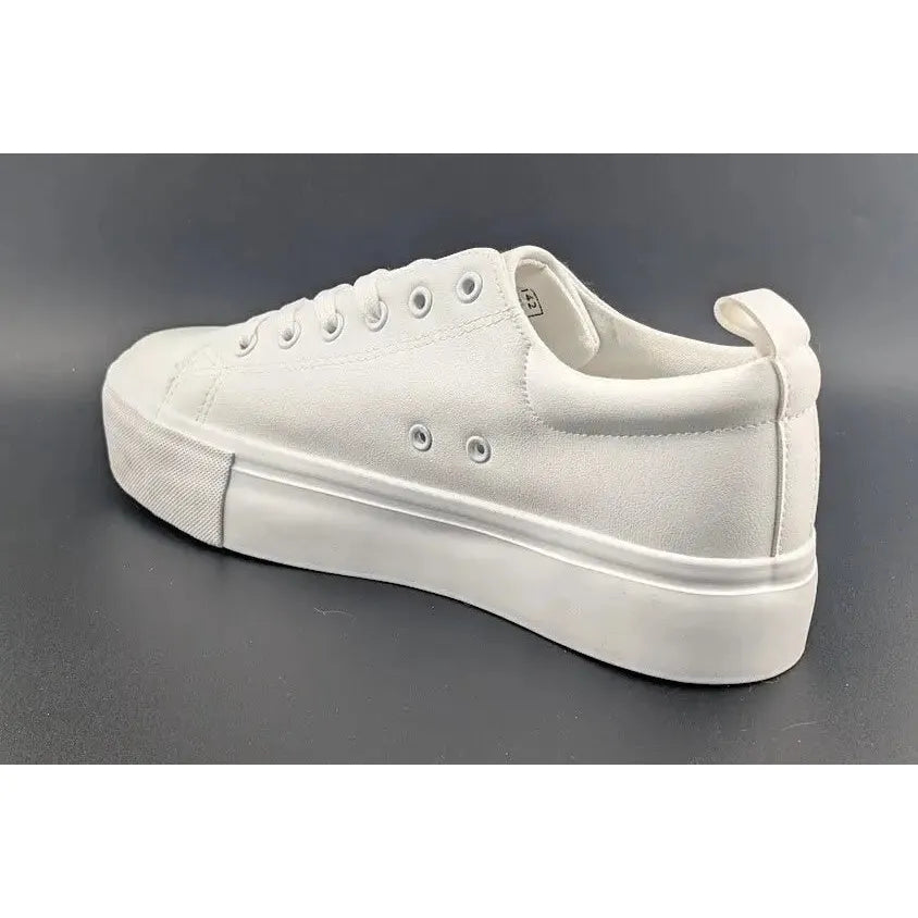 Womens Size 10 White Platform Sneakers PU Leather Platform Shoes Walking Shoes - SoleComfort.shoes