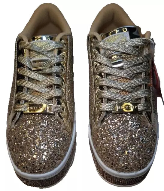 LUCKY STEP Size 8 Glitter Sneakers Lace up Fashion Sneakers Sparkly Shoes for Women