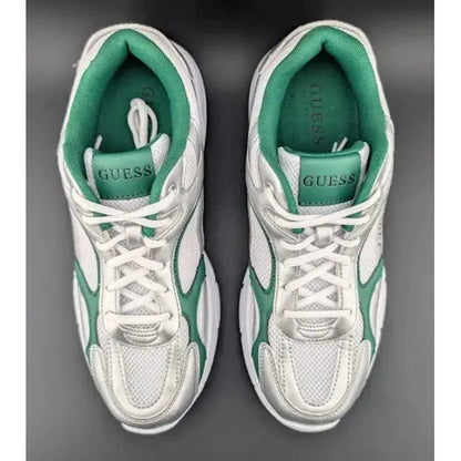 Womens GUESS Size 8 / 8.5 Lotty Glogana-R Sneakers/Shoes White/Forest Green - SoleComfort.shoes