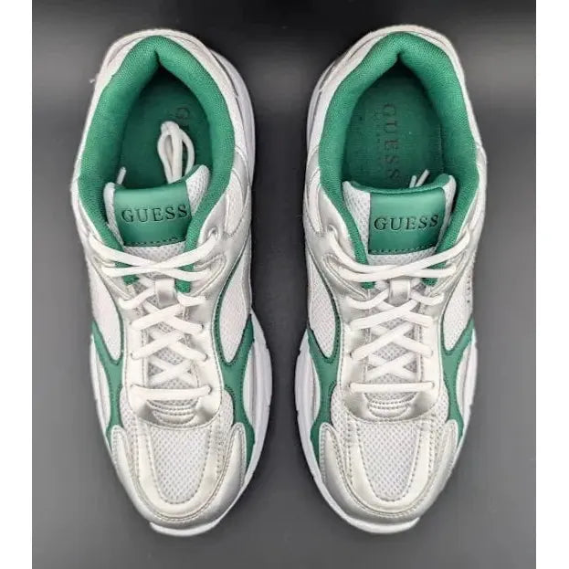 Womens GUESS Size 8 / 8.5 Lotty Glogana-R Sneakers/Shoes White/Forest Green - SoleComfort.shoes