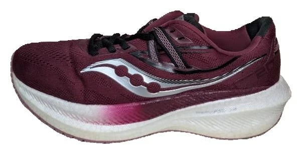 Pre-Owned Women's Saucony Triumph 20 Road Running Trainer Shoes Size 7.5 in Sundown Rose (Burg)