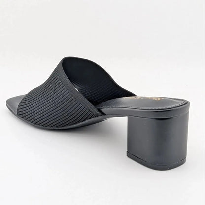 Women's Square Toe Chunky Block Heel Sandals - Open Toe Low Heel Mules Slides Shoe n Tale