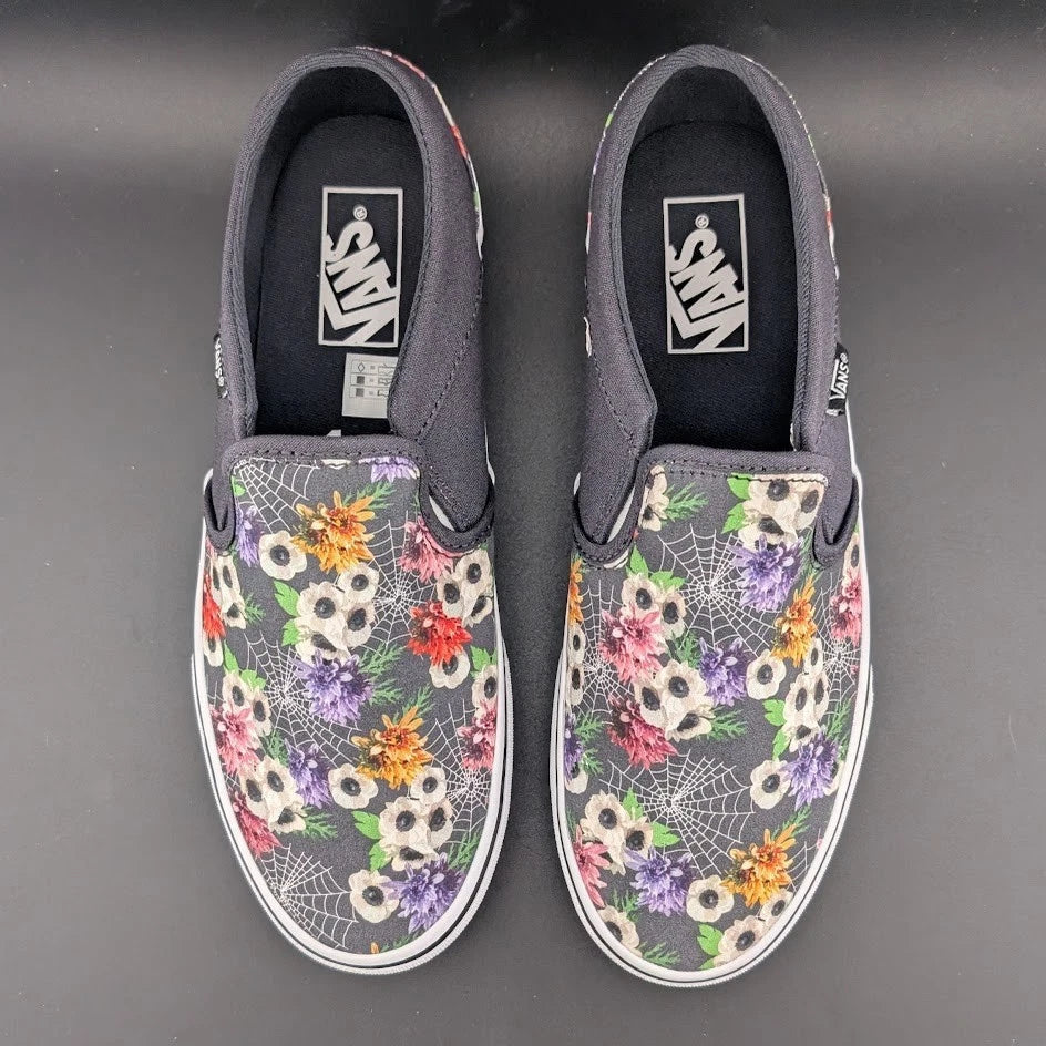 Vans Women's Size 9 Asher Floral Web Nine Iron Slip-On Shoes - Textile SoleComfort.shoes