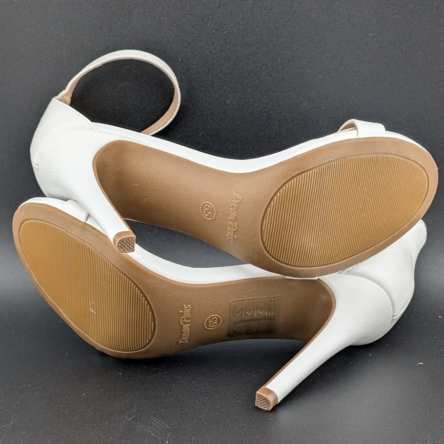 Womens Sz 6.5 High Heels Flower Ankle Strap Stiletto Round Open Toe Sexy Sandals SoleComfort.shoes