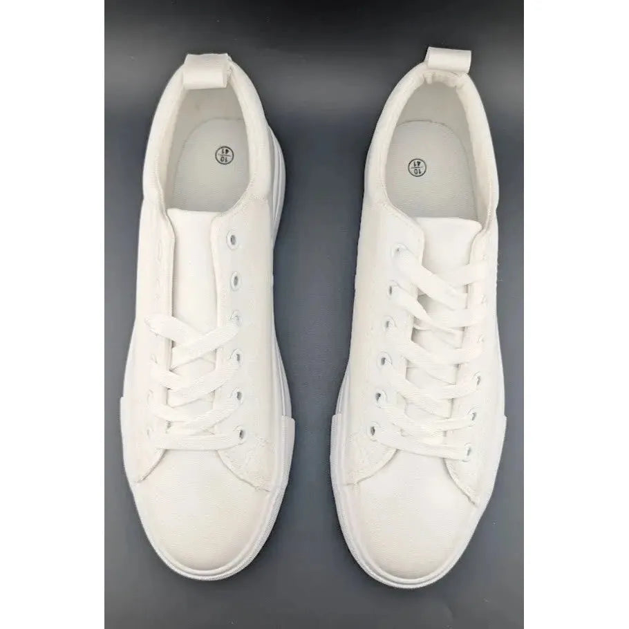 Womens Size 10 White Platform Sneakers PU Leather Platform Shoes Walking Shoes - SoleComfort.shoes