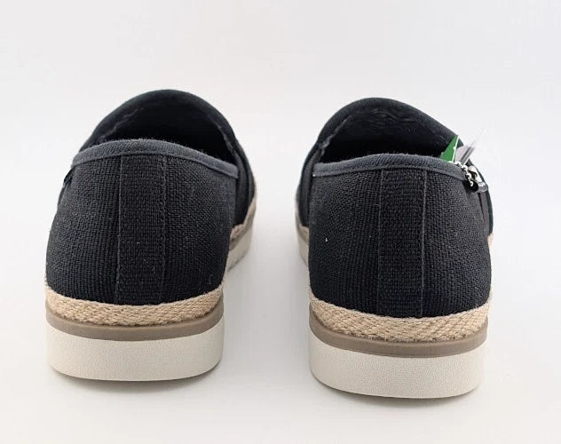 SKECHERS WOMEN'S Size 7 FLEXPADRILLE LO BALLET FLAT BLACK Espadrille 114020