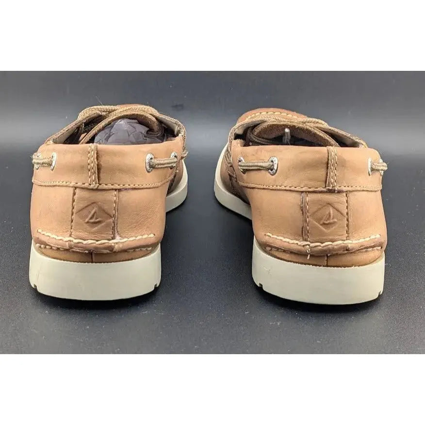 Sperry Top Sider Size 8 Leeward, 2-Eye Boat Shoes, Sahara Tan Leather 0777894 SoleComfort.shoes