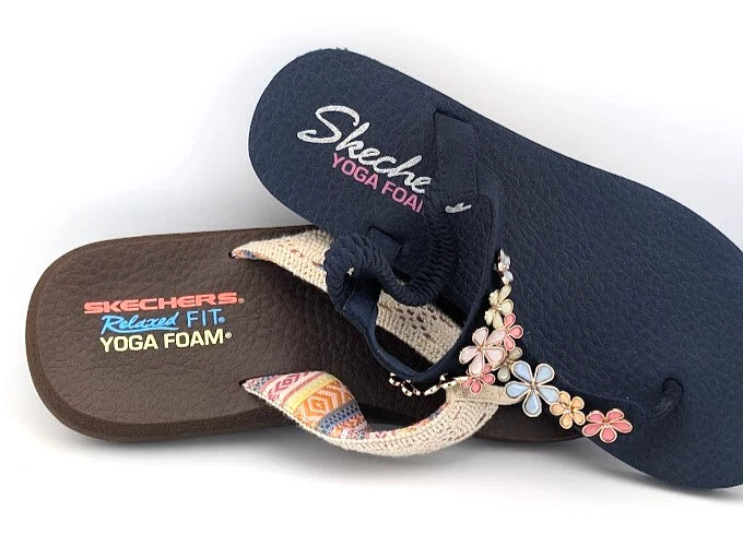 LOT of 2*NEW Skechers Womens Yoga Foam Brown Flip Flop & Blue Cali Sandal Size 9