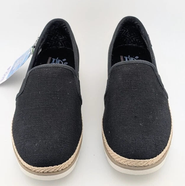 SKECHERS WOMEN'S Size 7 FLEXPADRILLE LO BALLET FLAT BLACK Espadrille 114020