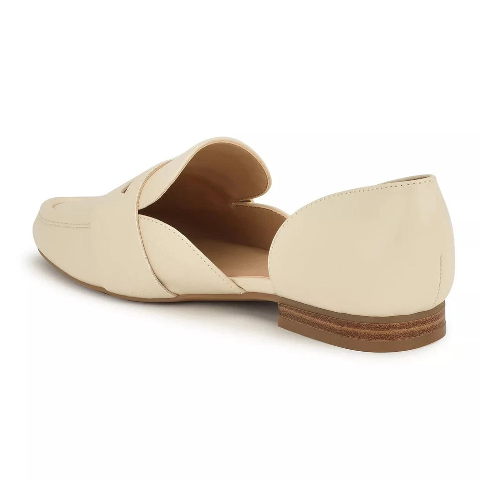 Nine West Faux Leather Ginta3 Penny D'Orsay Ivory Flats Women’s Size 9 New