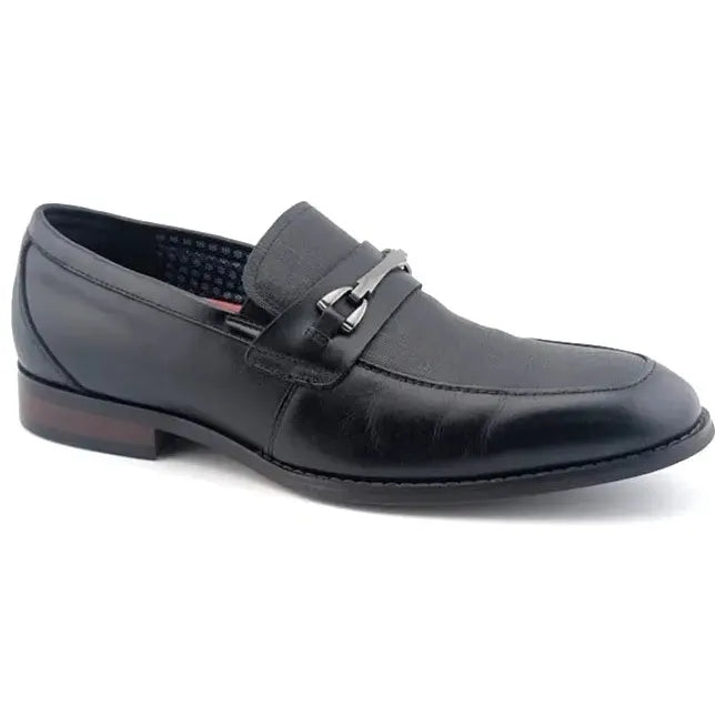 Stacy Adams Kaylor Moc Toe Bit Slip-On Loafers - Men's Size 8.5W Black Leather - SoleComfort.shoes